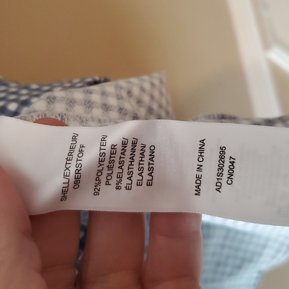 Adrianna Papell Blue White Gingham Top With Ties Size L NWT'S - Picture 9 of 10